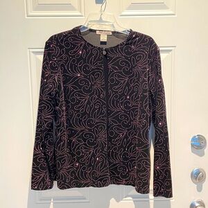 Notations Vintage Velvet Glitter Combined Two Piece Sweater Top Large Holiday